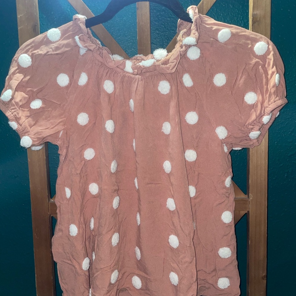 Mine Textured Dot Blouse in Dusty Rose and White
